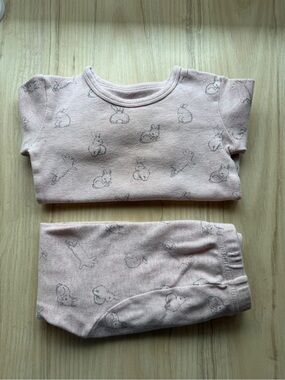 Toddler Pink Bunny Print Pajama Set